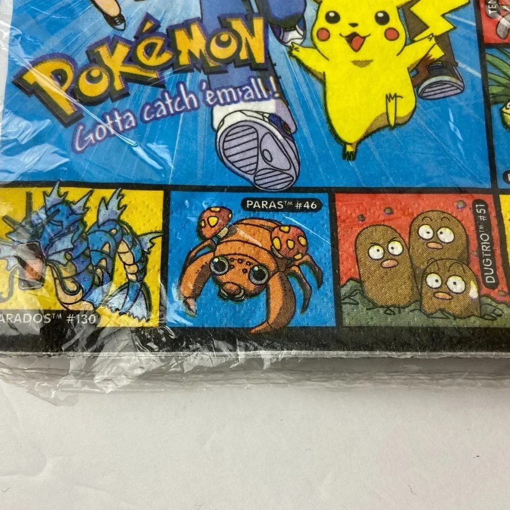Vintage Pokemon Pikachu 16-count Kids Party Collectible Napkins